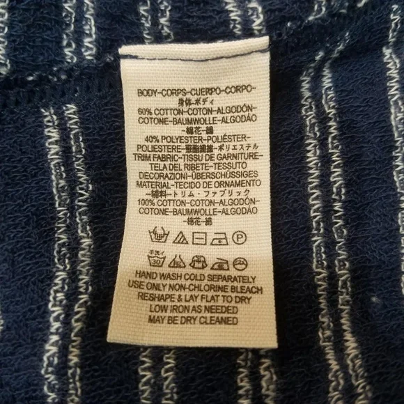 Free People Tank Top Womens Small Blue Striped Sleeveless Frida Embroidered - Picture 5 of 5